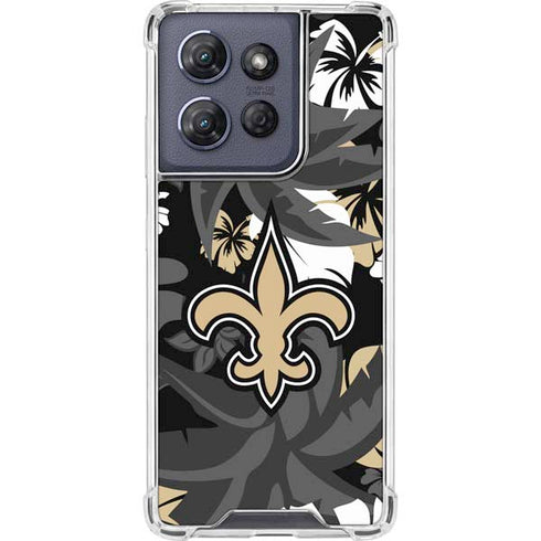 NFL New Orleans Saints Tropical Print Moto G Play 5G (2025) Clear Case